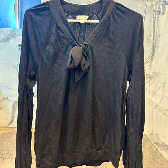 Long Sleeve Black Front Bow Blouse - Classy Work shirt from Anthropologie - Picture 2 of 5